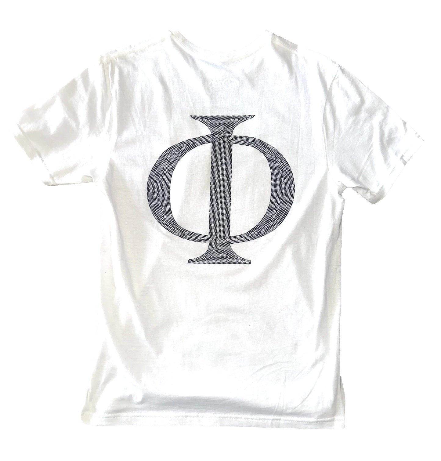 Cujo Rainbow Pattern Bejeweled Phi White Tee