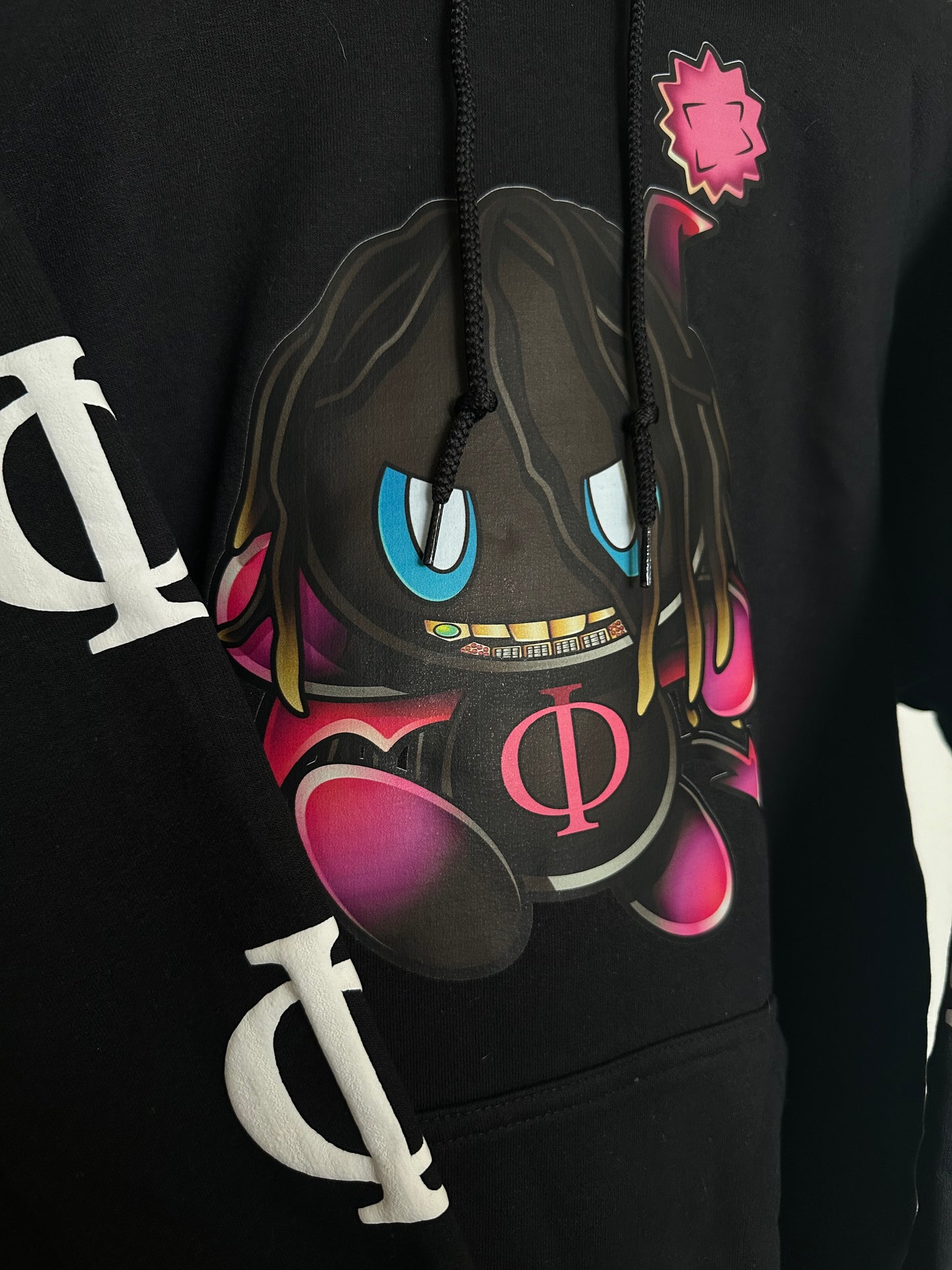 Puff Print Mischief Black Hoodie